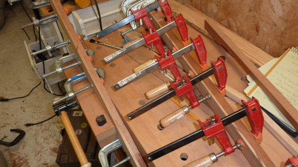 Image for Cherry split and glued to the outside neck blanks. 