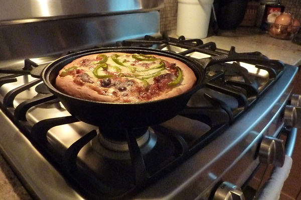 Image for MrsNYbill tries cast iron deep dish pizza.